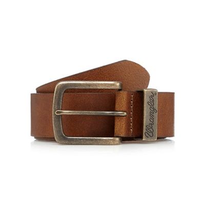 Big and tall tan leather metal loop belt